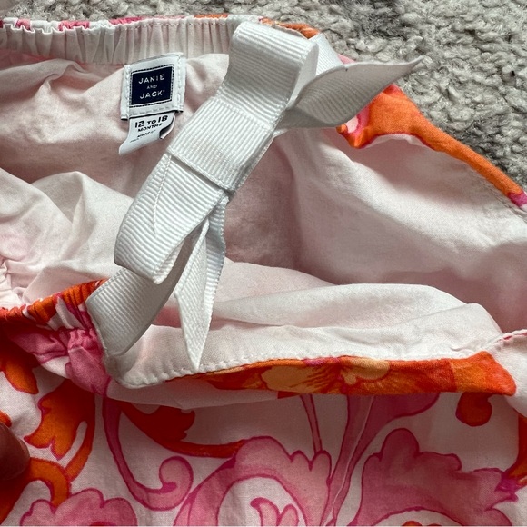 Janie & Jack Clementine Bloom Floral Dress Bow Strap Ruffle Pink Orange 12-18 Mo - Picture 5 of 6